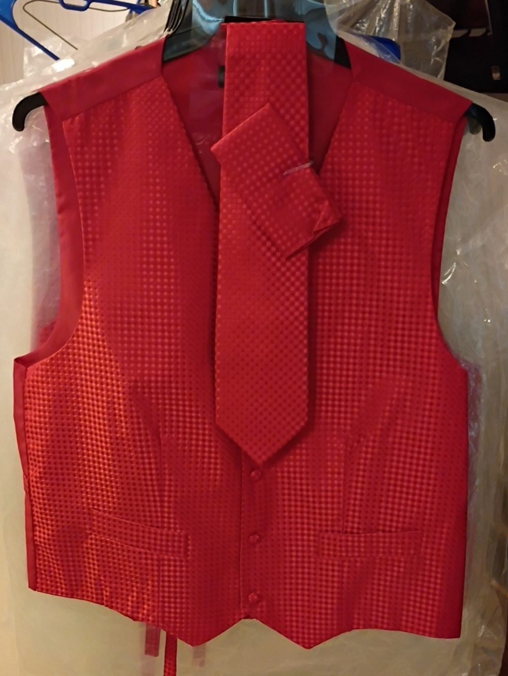 Red Men's Vest and Tie & Handkerchief Set - Classic Formalwear (Many Sizes)